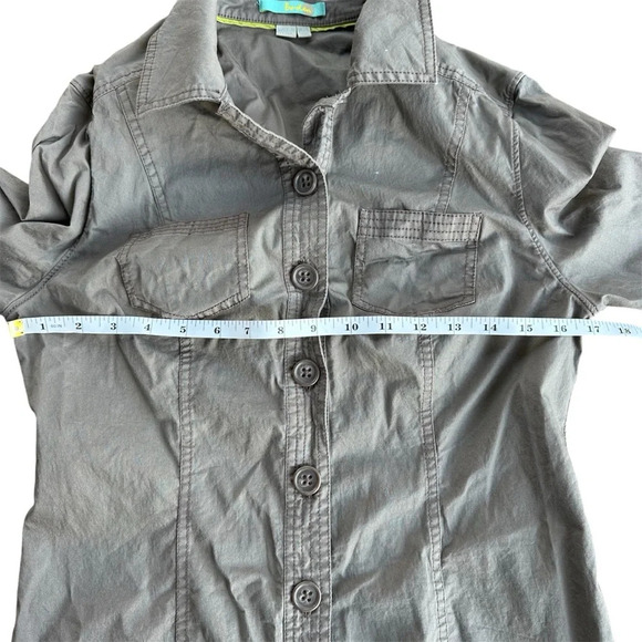 Boden Button Front Dress Trench Coat Jacket Gray Size 8 Women’s Pockets Midi - Picture 4 of 8